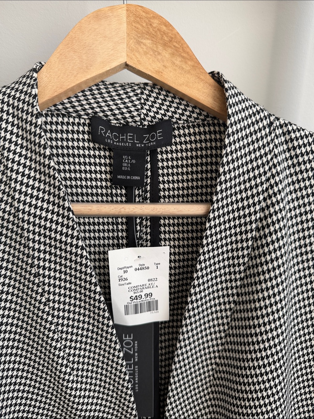 Rachel Zoe Black & White Houndstooth Blazer